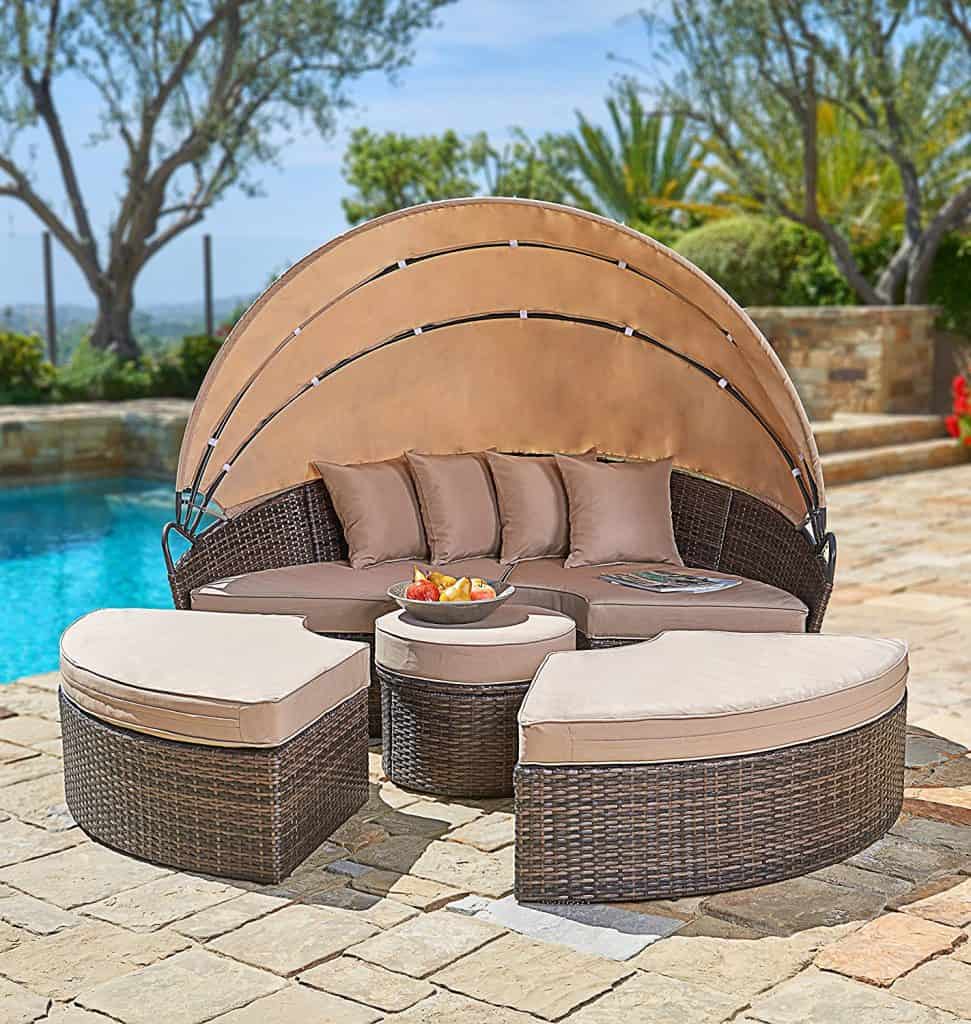 Suncrown Outdoor Furniture Wicker Daybed