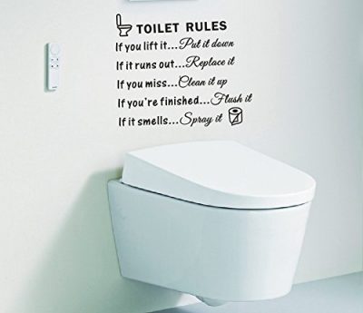 Toilet Rules Bathroom Art Wall Quote Stickers Wall Decals Bathroom Decoration