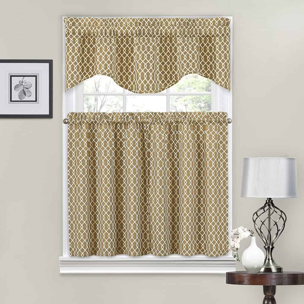 Traditions by Waverly Ellis Tier and Valance Set Natural