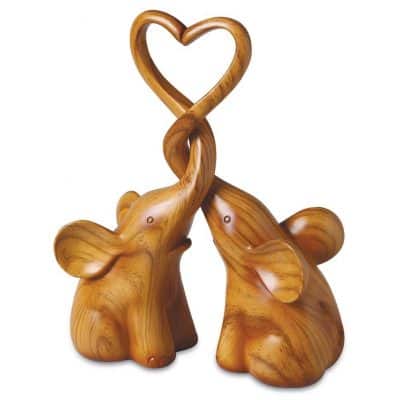Two Piece Loving Elephants With Heart Sculpture - Exclusive
