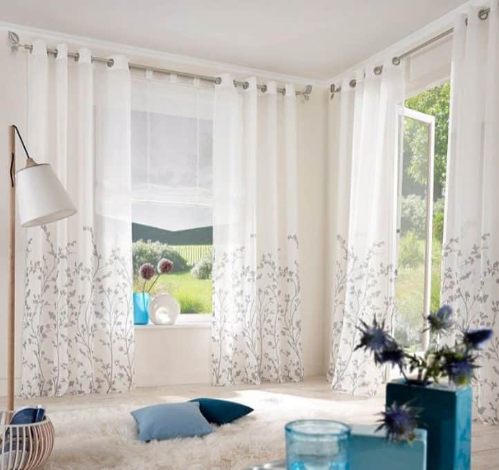 Uphome 1-Pair Wavy Leaves Vine Window Sheer Curtain Panels