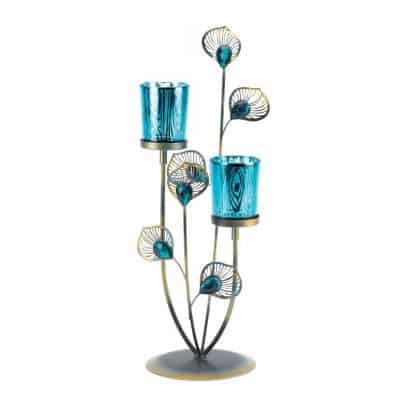 VERDUGO GIFT Peacock Plume Candleholder