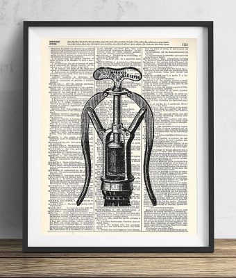 Vintage Corkscrew Illustration Upcycled Dictionary Art Print