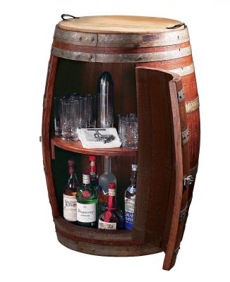 Vintage Oak Barrel Wine Cabinet