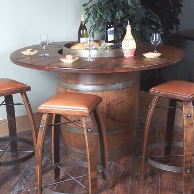 Vintage Oak Full Wine Barrel Bistro Table