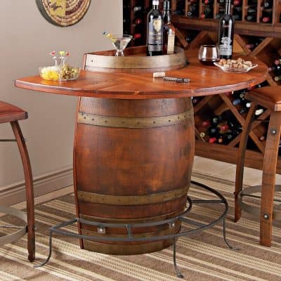 Vintage Oak Half Wine Barrel Bar