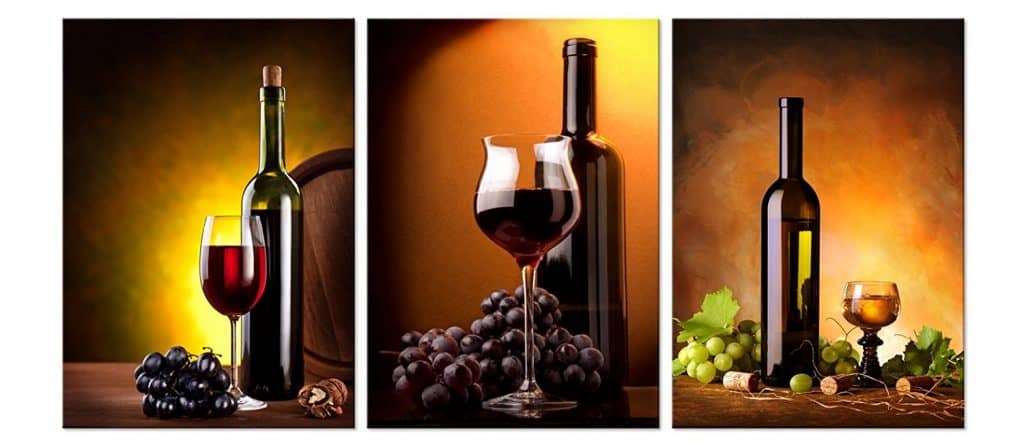 WINE & BOTTLE Modern Wall Art Print Mounted on Fiberboards