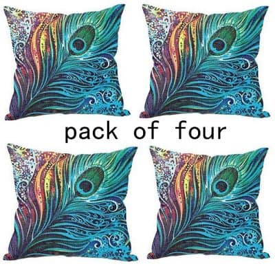 WUWE Beautiful Peacock Tail Personalized 18x18 Inch Square Cotton Blend Linen PillowCase Decor Cushion Covers