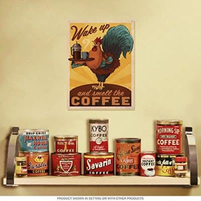 Wake Up Smell The Coffee Rooster Metal Sign Cafe Decor 12 x 16