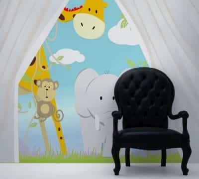 Wall Mural Decal Sticker Safari Jungle with Tent 8ft Tall