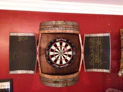 Wine Barrel Dartboard Cabinet