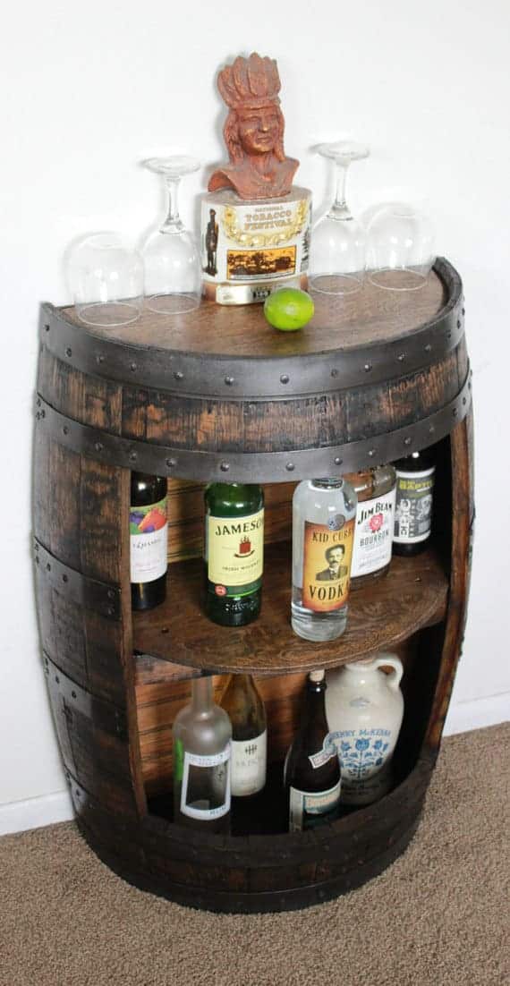 Wine Barrel Shelf, Liquor Cabinet