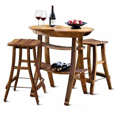 Wine Barrel Stave Table and 2 Stools