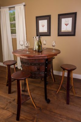 Wine Barrel Table Set with 4 Wine Barrel Stools