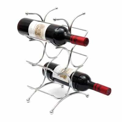 6 Bottles Fantes Free Standing Metal Wine Racks 6 Bottle Wine Bottle Holder Tabletop Wine Rack Gold 