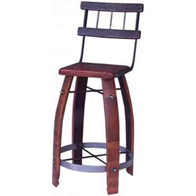 Wood Stave Stool w Back