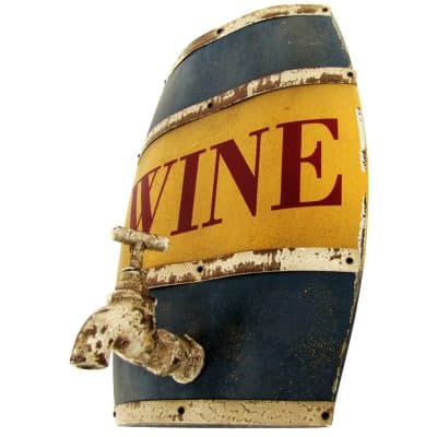 Wood Wine Barrel Keg & Steel Hoop & Water Tap Sign Bar Pub Wine Cellar Tasting Wall Decor