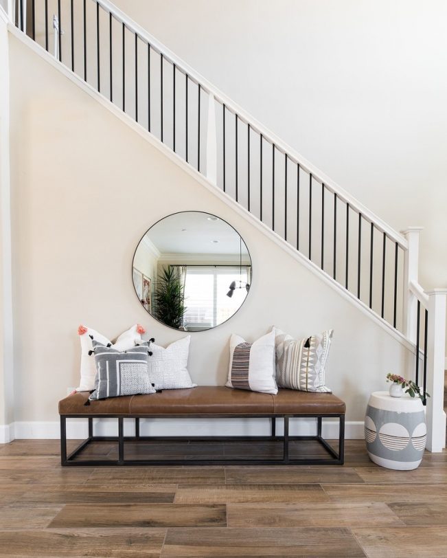 beveled mirror in entryway