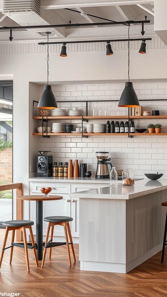 Modern kitchen coffee bar with stylish decor and equipment