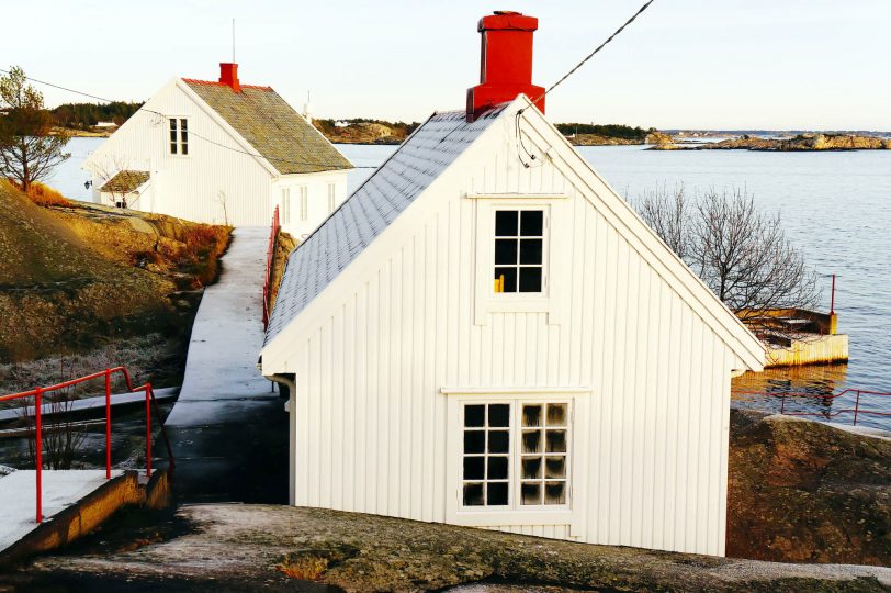 red chimney white house