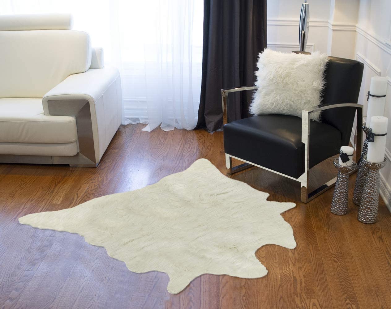 faux cowhide living room rug